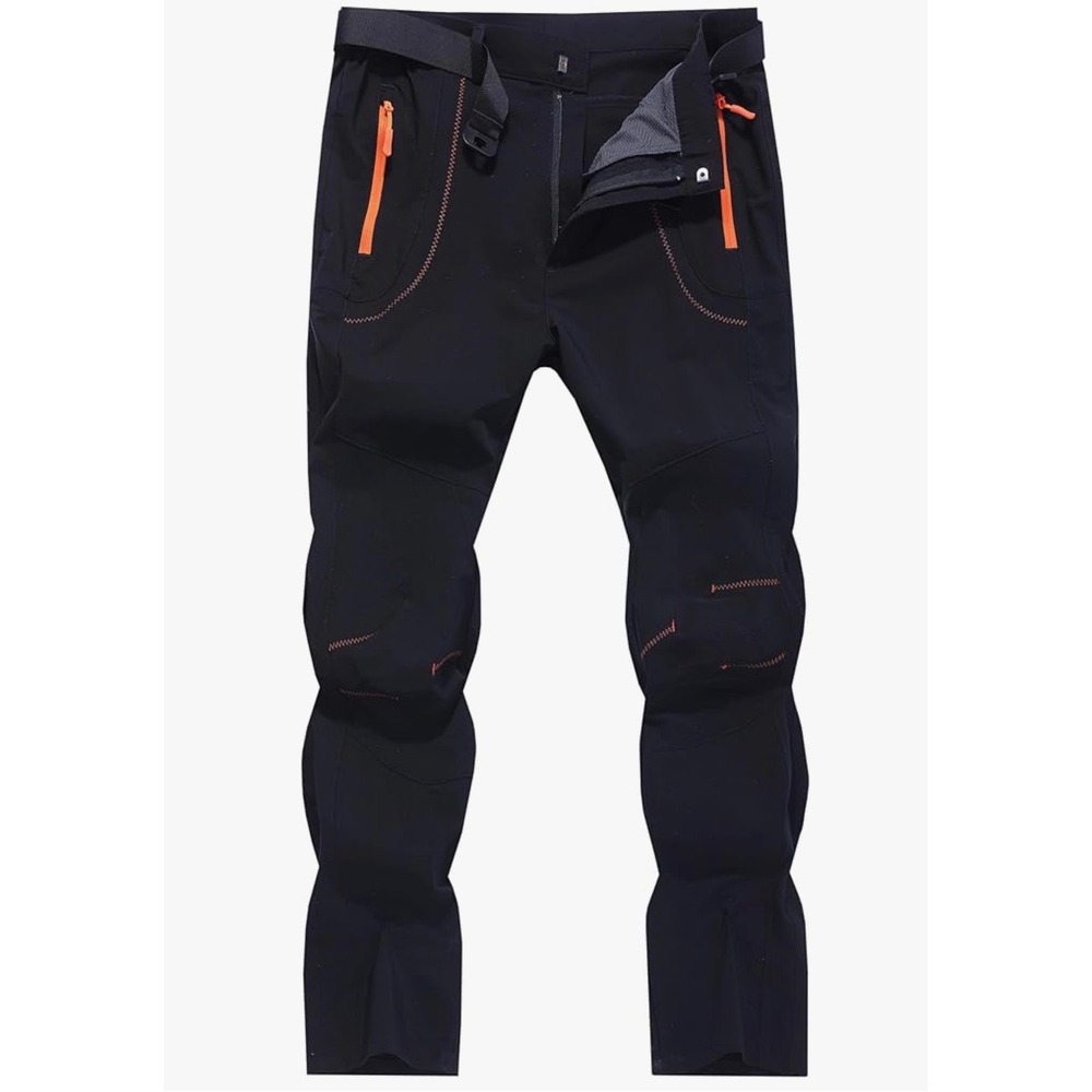 TBY Outdoor Sports Mens Hiking‎ Pants Softshell Fleece Lined Black Orange Size M